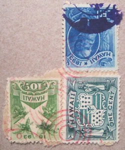 Hawaii Stamps 77 79 80 on piece tied with Multiple Scarce Red Hilo CDS Postmarks - Picture 1 of 2