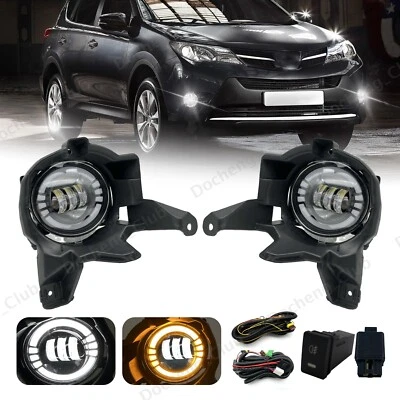 For 2013 2014 2015 Toyota RAV4 LED Fog Lights Front Bumper Lamps+Bulbs+Wiring — 第 1/4 张图片