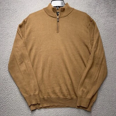 Suéter de Lana Neiman Marcus 1/4 Cremallera Para Hombres XL Marrón Manga Larga Informal Elastizado DEFECTUOSO Foto 1 de 4