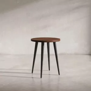 Mid-Century Modern Round End Table – Solid Walnut Wood - Picture 1 of 4