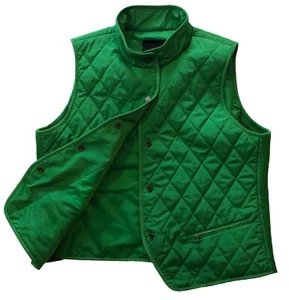 New TALBOTS Sleeveless Quilted Vest Sz PL Classic Kelly Green Snap Front NWT $99 - Picture 1 of 9