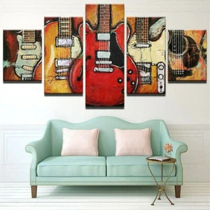 Electric Guitars Music Instrument Canvas Print Painting Wall Art Home Decor 5PCS - Picture 1 of 3