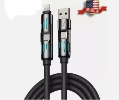 4 in 1 Multi-USB Charging Cable - MAX 240W Fast Charging/With USB A+ Type-C 6ft - Image 1 of 4