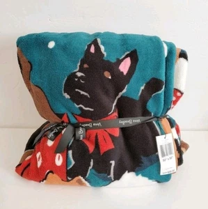 Vera Bradley Holiday Dogs Green Plush Throw Blanket 80x50" Santa Paws Christmas - Picture 1 of 9