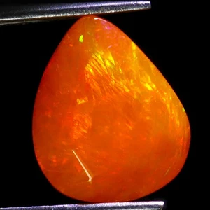 Pear Natural Hot Rainbow Orange Opal Ethiopia 3.63ct 13.5x11mm Natural Gemstone - Picture 1 of 14