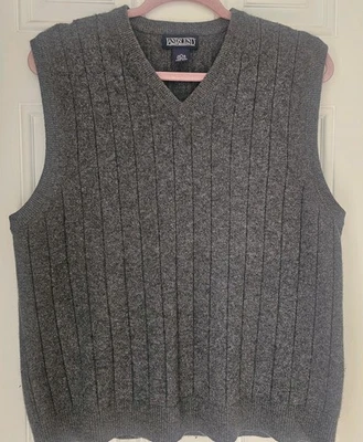 Lands End Vest Jumper 100% Cashmere Sleeveless V Neck medium grey - Image 1 of 4