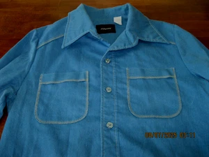 VTG JCPenny Leisure Jacket Mens 44 BLUE Contrast Stitch Disco 70's - Picture 1 of 7