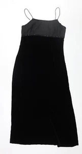 Monsoon Womens Black Polyester Maxi Size 12 Scoop Neck Zip - Beaded Neckline - Picture 1 of 10