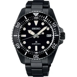 SEIKO Prospex SNE599P1 Solar Diver Sapphire 200M Black Stainless Steel Watch - Picture 1 of 5