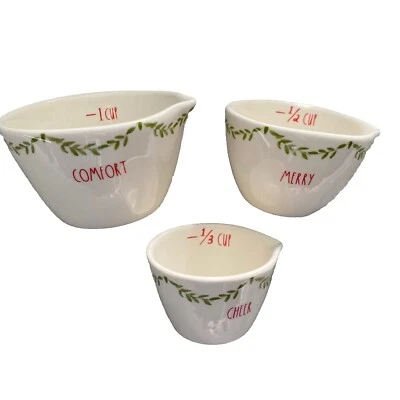 Rae Dunn Christmas Measuring Cups 3 pc. (Comfort, Merry, Cheer) Rare & HTF *READ - Image 1 of 4