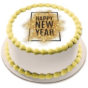 Silvester Neujahr Tortenaufleger eßbar Muffin Cupcake Party Deko Happy New Year