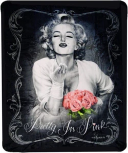 Marilyn Monroe Blanket - Plush Queen Size Blanket - Very Soft - PRETTY IN PINK - Picture 1 of 3