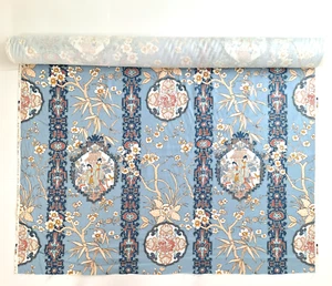 VTG Cohama Upholstery Fabric Blue Porcelain Garden Chintz Asian Chinoiserie BTY - Picture 1 of 24