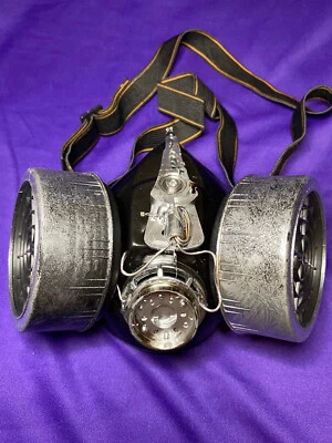 Mascarada Plateada Disfraz Steampunk Máscara Respirador Cara Gótico Punk Hecho a Mano Foto 1 de 4