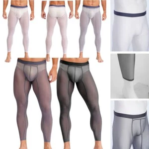 Men Pants Running Trousers Stretchy Tights Mesh Sweatpants See-Through Fitness - Picture 1 of 49