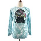 Star Wars, Women's, Baby Blue and White Tie Dye Long Graphic Sweater, Size Small