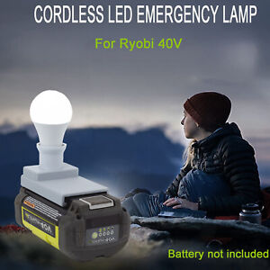 For RYOBI 40V Lithium-ion Battery Operated E27 Bulb Lamp Outdoor LED Work Light