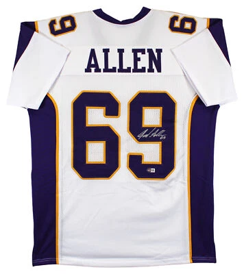 Camiseta deportiva Jared Allen auténtica firmada blanca estilo profesional autografiada BAS Witnessed 2 Foto 1 de 3