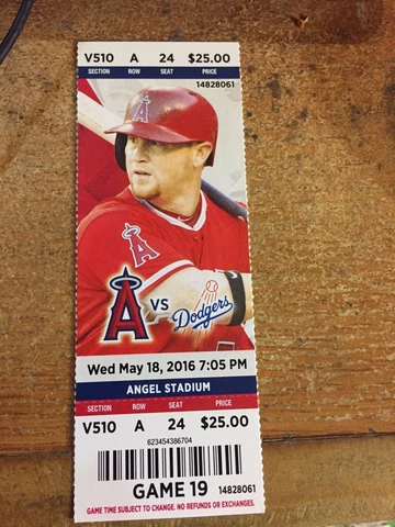 2016 LOS ANGELES ANGELS VS LA DODGERS TICKET STUB 5/18 MIKE TROUT HR #148 Cover