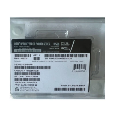 375GB Intel SSD U.2 P4800x SERIES Optane NVME/PCIE SSDPE21K375GA01 - Image 1 of 2