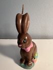 Vintage Wax Candle Chocolate Bunny Rabbit Easter Eggs Spring Garden 7 Inch