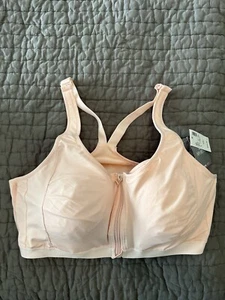 New Avenue Full Coverage Perfect Sport Bra 44D Underwire Front Zip Double Layer - Picture 1 of 4
