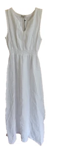 Terzo Millennio 100% Linen Made in Italy Charm Maxi Cove Up Dress White SZ L NWT - Picture 1 of 13