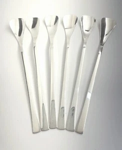 6 SILBER Latte Eisbecher Eisbecher Löffel, modernistisch, handgefertigt, englisch. - Bild 1 von 8