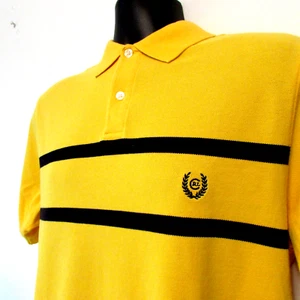 Chaps Herren Poloshirt Medium Ralph Lauren gelb schwarz gestreift Wappen Gr. M - Bild 1 von 12