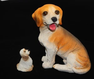 Beagle Puppy Dog & Buddy Figurine Pair 8"x 6"x 4" Small Buddy 2.5" x 2" - Picture 1 of 15