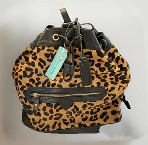 NEW AquaMadonna Backpack Purse Handbag  Black/Leopard Leather real calf hair - Picture 1 of 12