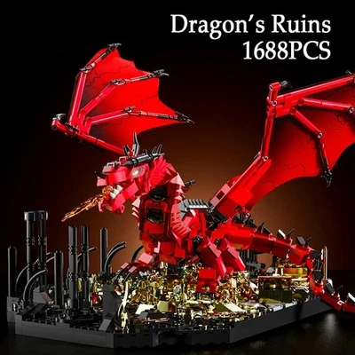 🐉 Dragon’s Ruins! 1688PCS Fire Dragon Blocks—Creative Model Toy - Image 1 of 4