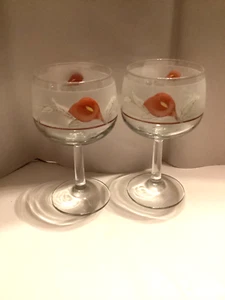 Bicchieri da vino Noritake DUE - dipinti a mano *~Disegni uccellino smerigliato - Foto 1 di 21