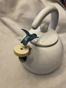 CERAMIC ON STEEL HUMMINGBIRD TEA KETTLE, Vintage, See Description! - Picture 1 of 15