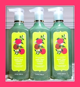 Bath & Body Works Basil Leaf & Apple 8 fl oz Cleansing Gel Hand Soap x3 - Picture 1 of 4