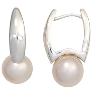 Orecchini a Cerchio Con Perle D'Acqua Dolce Rosato 925 Argento Brillante Donna - Foto 1 di 1