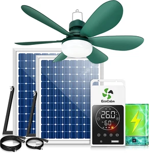 Solar Ceiling Fan Light with Battery, 20" Outdoor Ceiling Fans with Adjustable T - Picture 1 of 7