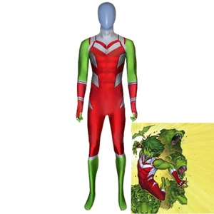 Beast Boy Jumpsuit Cosplay Teen Titans Bodysuit Adult Kids Costume Halloween Cos - Picture 1 of 8