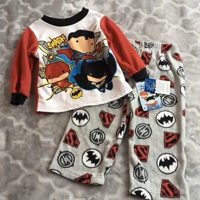 Pijama polar Justice League para niños talla 2T 2 piezas ropa de dormir Batman Superman Flash Foto 1 de 4