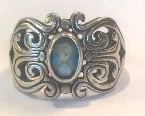 ❤️JAMES AVERY Retired SCROLLED HEARTS RING ~ Blue Topas Sterling Gr. 4,5 JA Box❤️ - Bild 1 von 8