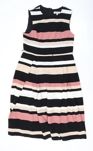 Debenhams Womens Multicoloured Striped Polyester A-Line Size 12 Round Neck Zip - Picture 1 of 10