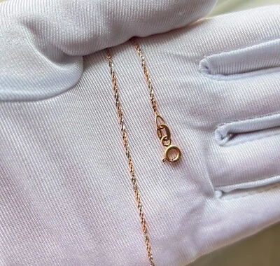 New 18K Two Tone Solid White Rose Gold Tone Sparkling 17" Necklace Cable Chain - Image 1 of 3