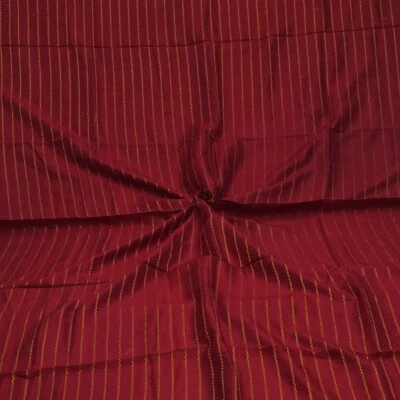 Vintage Red 100% Pure Silk Handwoven Sari Remnant 4YD Craft Fabric Silk Scrap - Image 1 of 4
