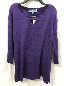 KAREN SCOTT 3/4 Sleeve Double Hardware Tunic Cassis S - Picture 1 of 1