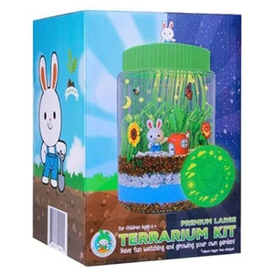 LARGE TERRARIUM KIT, Remote Control LED Light Glows Under Lid - Picture 1 of 7