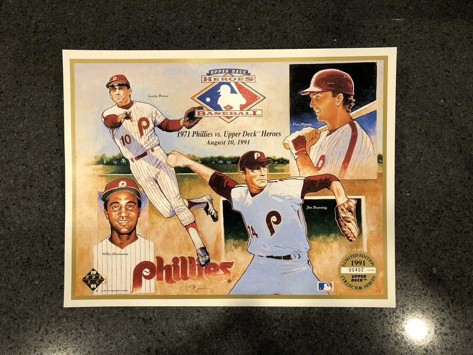 Philadelphia Phillies Vs Upper Deck Heroes 1971 hoja promocional #/42.000 Jim Bunning Foto 1 de 1