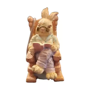 Vintage Rocking Grandpa Bunny in a Rocking Chair Figure Resin 2.5 inch - Picture 1 of 7