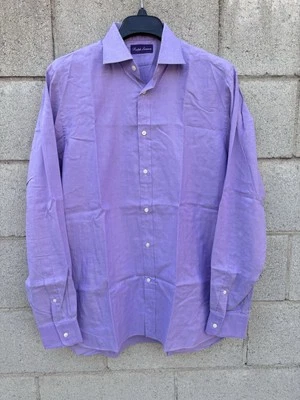 $495 Ralph Lauren Purple Label 100% Cotton Shirt Purple Sz 16 - Image 1 of 4