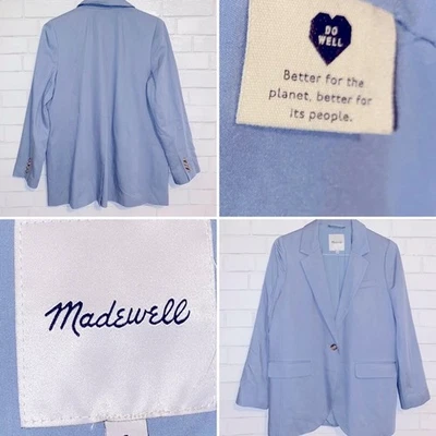 Madewell $178 Light Blue Larsen Blazer in Drapeweave LG (10-12) EUC - Image 1 of 4