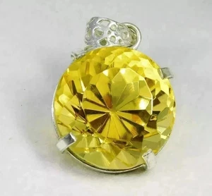 52,80 ct natürlicher gelber Topas Anhänger Sterlingsilber Edelstein Schmuck Rundschliff - Bild 1 von 8